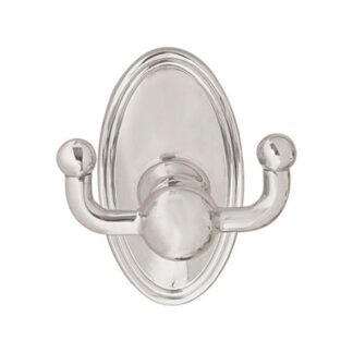 Traditional Brass Hook with Rosette - Double — Projection 2 7/8"